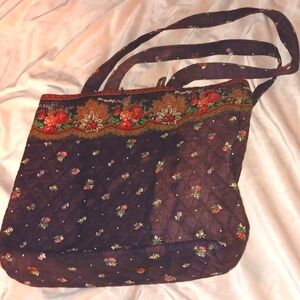 🎉VERA BRADLEY Petit Point Villager Purse Handbag Tote Floral Print.